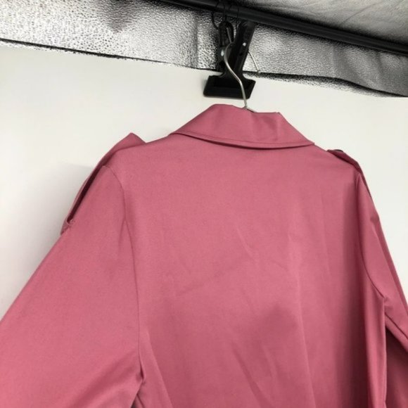 NWT Rinascimento Pink tie waist black buttoned  coat four pockets SP - Picture 3 of 15